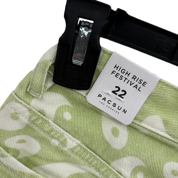 PacSun Green Eco Yin & Yang High Waisted Cotton Denim Festival Shorts - Picture 8 of 11